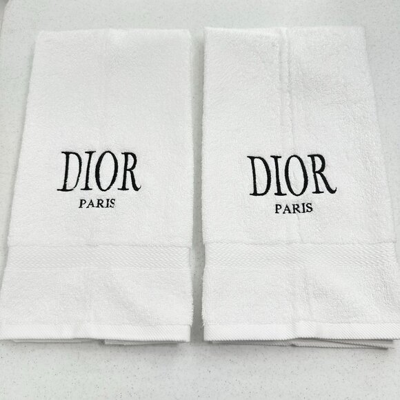 DIOR Style Towels Embroidered Hand Towel Set White Black Bathroom Decor - Picture 1 of 2